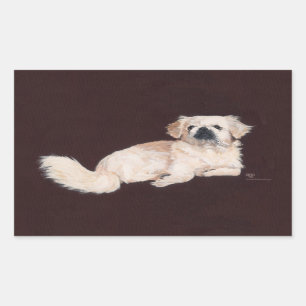 Adesivo Retangular Cachorro Pequinês Branco