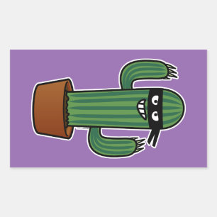 Adesivo Retangular Cactus bandido ninja mascarada sneaky bandido