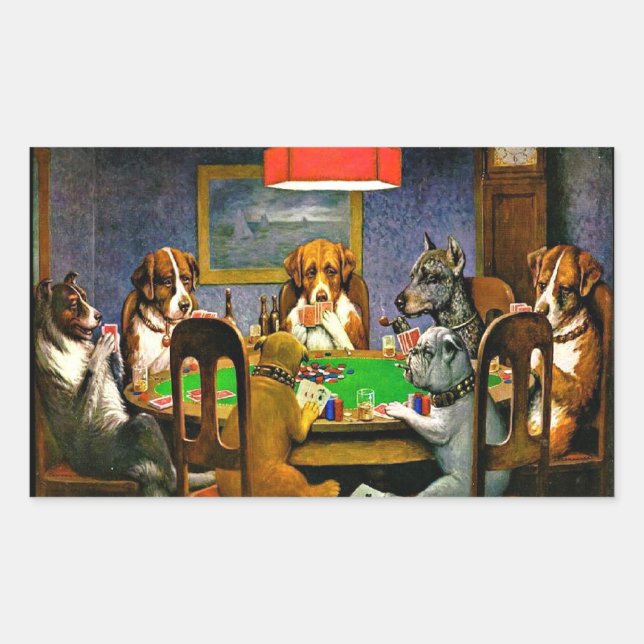 Adesivo Retangular Cães Jogando Poker (Frente)