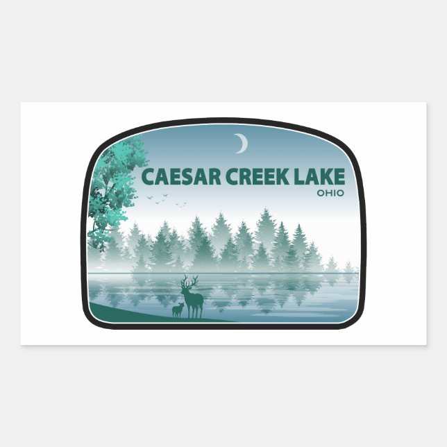 Adesivo Retangular Caesar Creek Lake Ohio Deer (Frente)