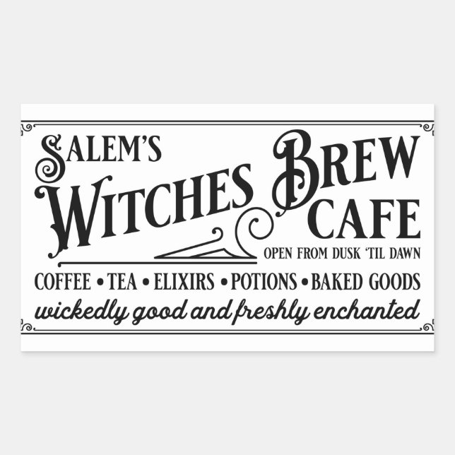 Adesivo Retangular Café Brew de Salem Witch (Frente)