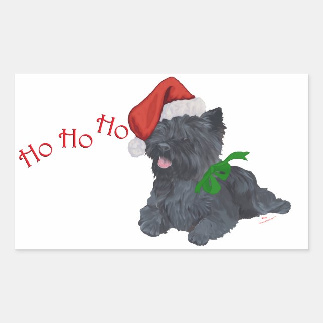 Adesivo Retangular Cairn Terrier Natal (Frente)