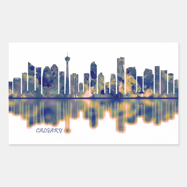 Adesivo Retangular Calgary Skyline (Frente)
