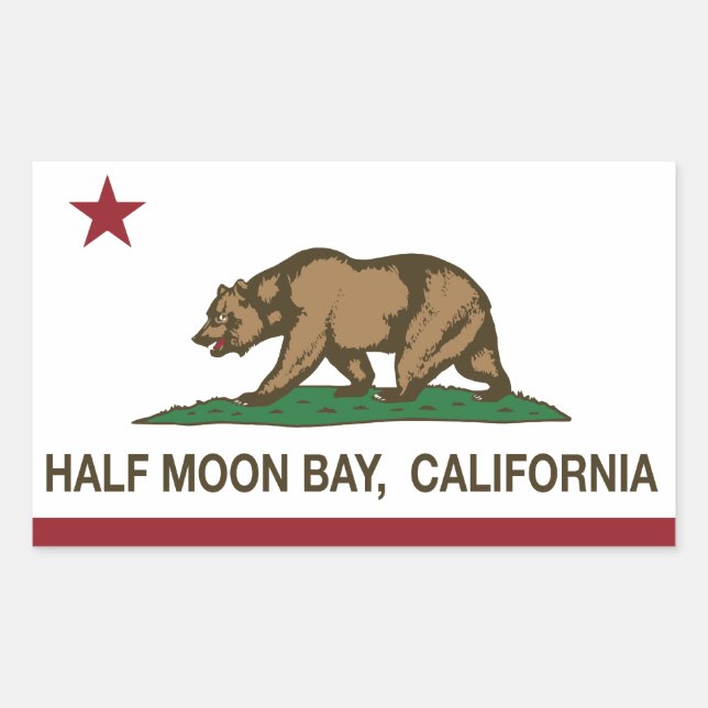Adesivo Retangular California Republic Flag Half Moon Bay (Frente)