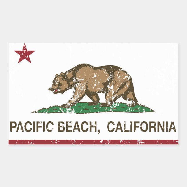 Adesivo Retangular California REpublic Flag Pacific Beach (Frente)