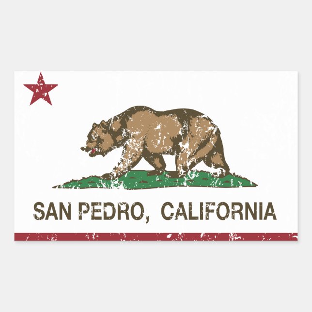 Adesivo Retangular California Republic Flag San Pedro (Frente)