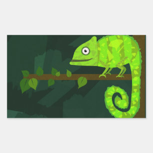 Adesivo Retangular Camaleão verde fofo