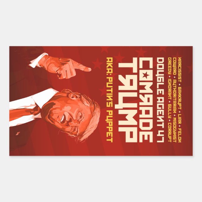Adesivo Retangular Camarada Trump: O agente duplo (Putin's Puppet) (Frente)