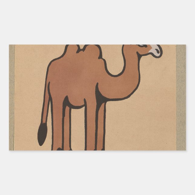 Adesivo Retangular Camel - Ilustração Colorida do Livro Antiquário (Frente)