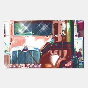 Adesivo Retangular Caminhão Vermelho Grande para Caminhoneiros e Cami