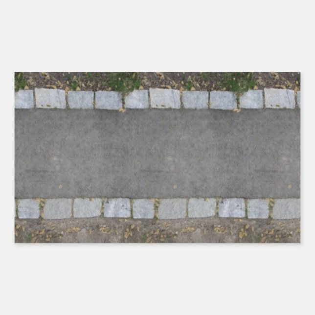 Adesivo Retangular caminho pequeno revestido de tijolos com grama e s (Frente)