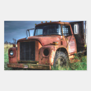 Adesivo Retangular Camionete internacional vermelho antigo