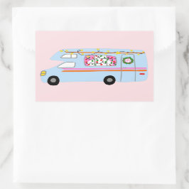 Adesivo Retangular Camper de Natal encantador Vintage RV Xmas