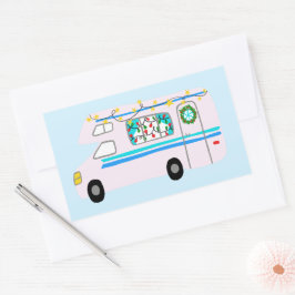 Adesivo Retangular Camper de Natal encantador Vintage RV Xmas