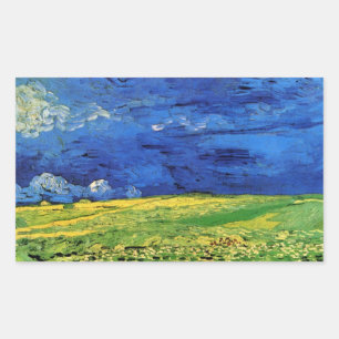 Adesivo Retangular Campo de trigo sob céu nublado por Vincent van Gog