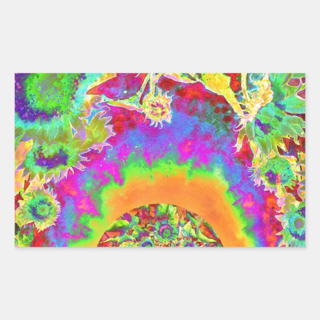 Adesivo Retangular Campos de girassol retrorreflectores elegantes (Frente)