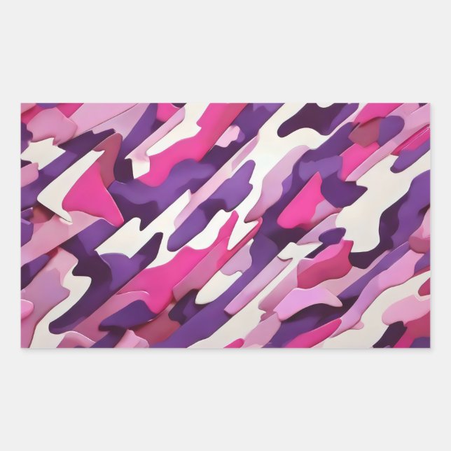 Adesivo Retangular camuflagem branca roxa-rosa-brilhante (Frente)
