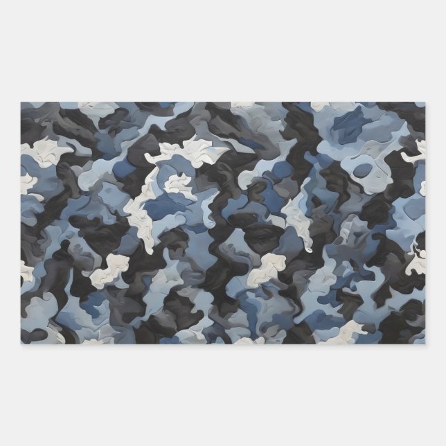 Adesivo Retangular camuflagem de cinza negra azul (Frente)