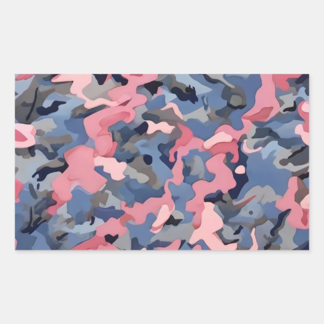 Adesivo Retangular camuflagem de cinzas azul-rosa (Frente)