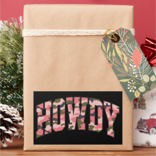 Adesivo Retangular Camuflagem de Natal Olá Rosa Préppy Camuflado