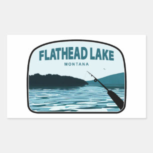 Adesivo Retangular Cana de Pesca do Lago Flathead Montana