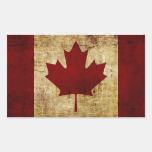 Adesivo Retangular Canadá / Bandeira desgastada