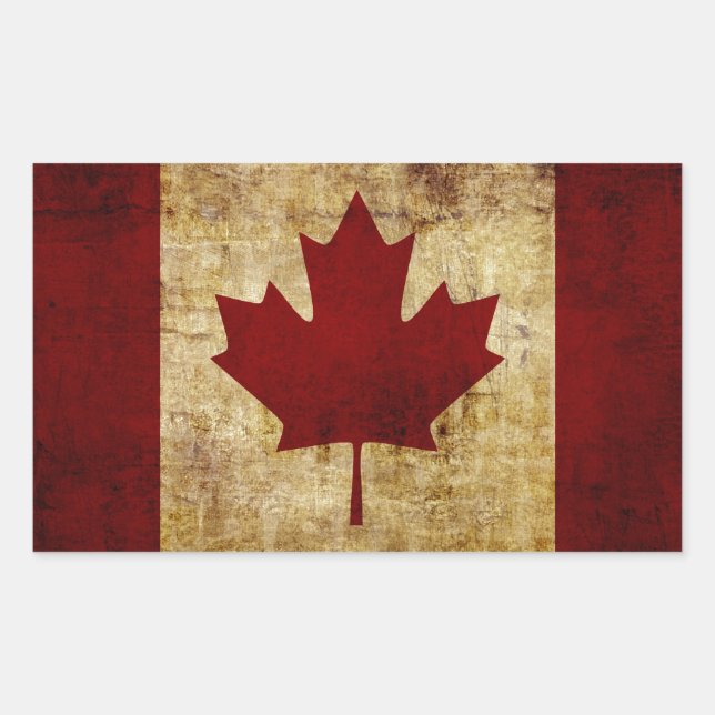Adesivo Retangular Canadá / Bandeira desgastada (Frente)