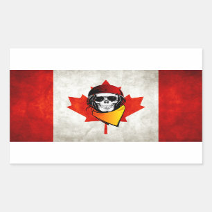 Adesivo Retangular Canada Rebel Skull - Bandeira canadense com defeit