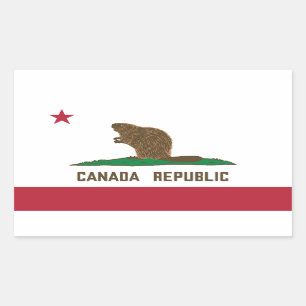 Adesivo Retangular Canadá República da Califórnia Flag Beaver