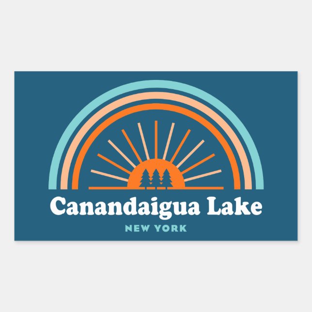 Adesivo Retangular Canandaigua Lake New York Rainbow (Frente)