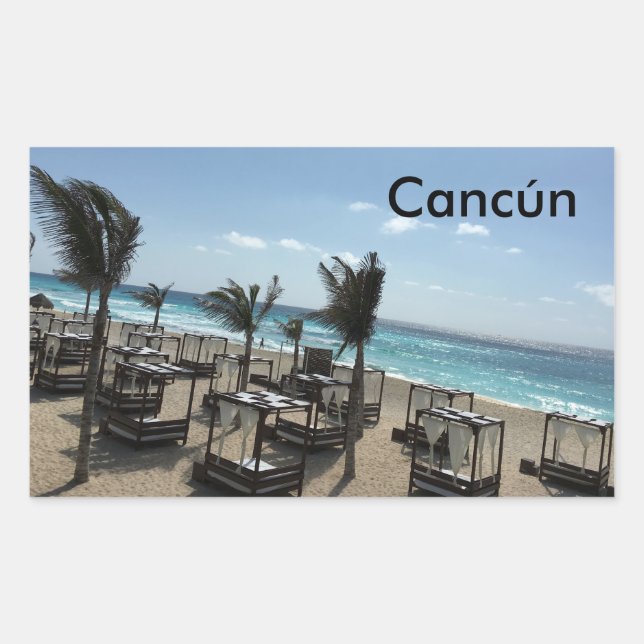 Adesivo Retangular Cancún (México) - Retângulo Stickers, Glossy (Frente)