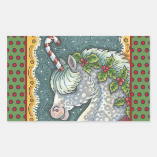 ADESIVO RETANGULAR CANDY CANE CHRISTMAS UNICORN, HORSE PONY STICKERS