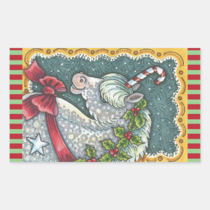 ADESIVO RETANGULAR CANDY CANE CHRISTMAS UNICORN, HORSE PONY STICKERS