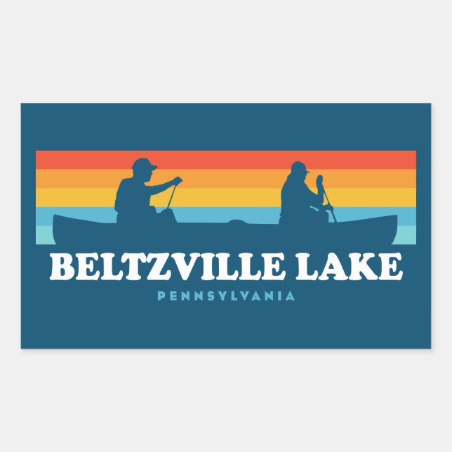 Adesivo Retangular Canoagem de Beltzville Lake Pennsylvania (Frente)