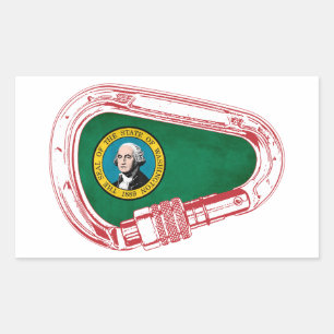 Adesivo Retangular Carabineiro de Escalada de Washington Flag