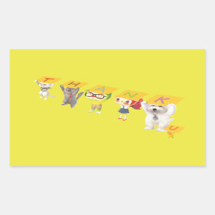 Adesivo Retangular Caracteres de agradecimento