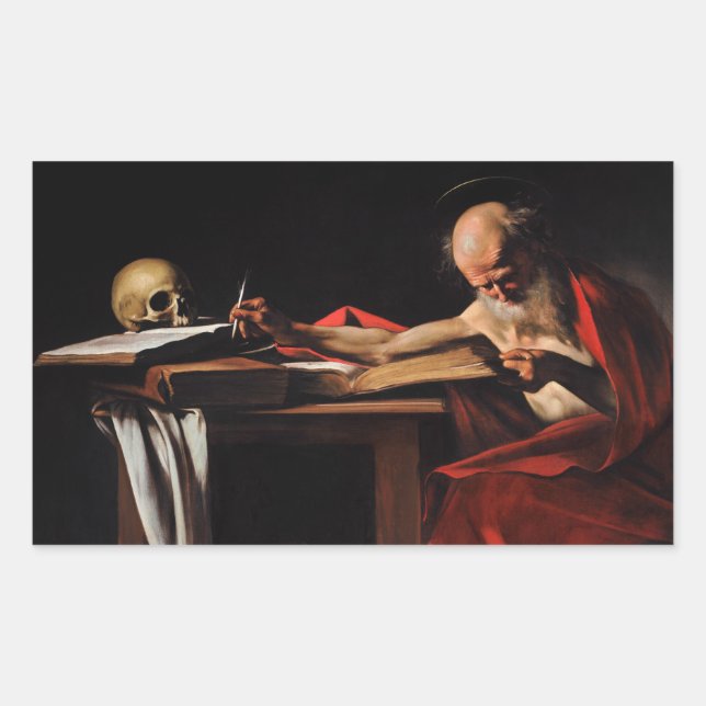 Adesivo Retangular Caravaggio - Escrevendo Jerome Santo (Frente)