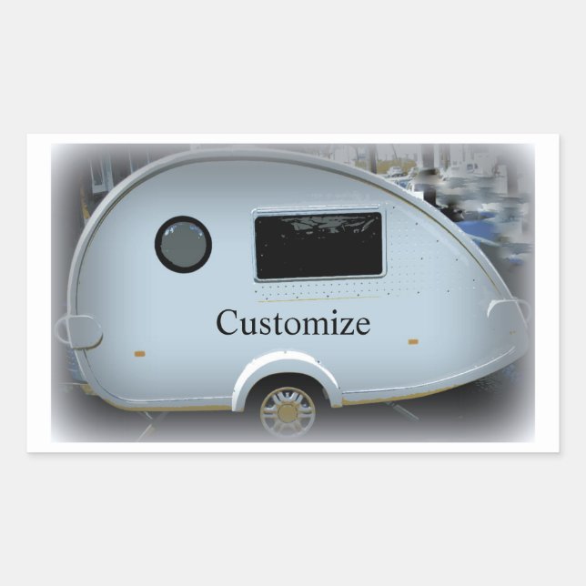 Adesivo Retangular Caravana típica de reboque de lágrimas minúsculos (Frente)