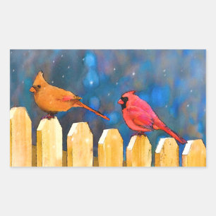 Adesivo Retangular Cardeais na Pintura da Cerca - Arte Original