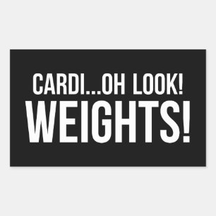 Adesivo Retangular Cardio vs Weights - Engraçado Workout Novelty Gym