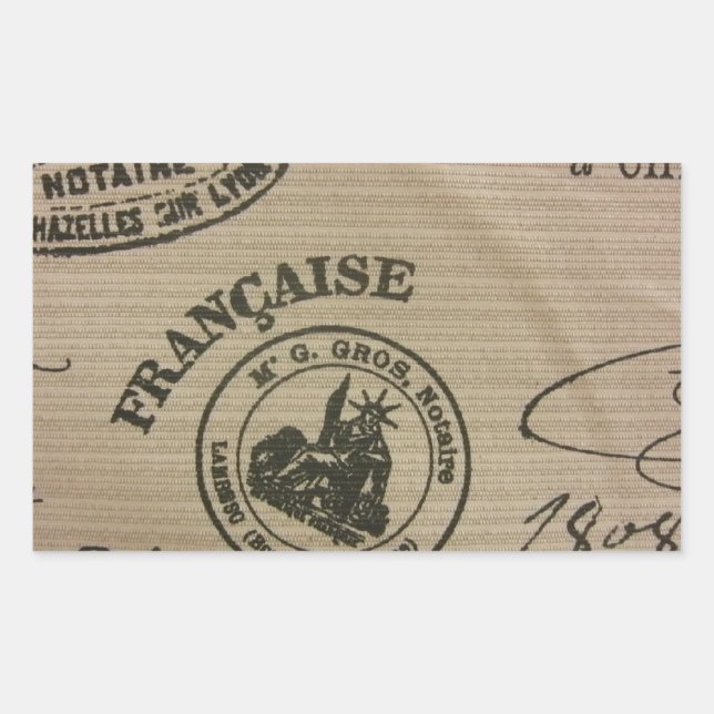 Adesivo Retangular Carimbos de Viagem francês (Frente)