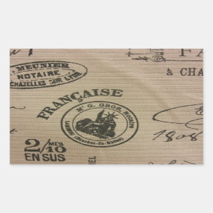 Adesivo Retangular Carimbos de Viagem francês