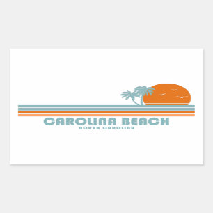 Adesivo Retangular Carolina do Norte Carolina Sun Palm Trees