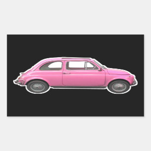 Adesivo Retangular Carro cor-de-rosa dos anos sessenta do vintage de