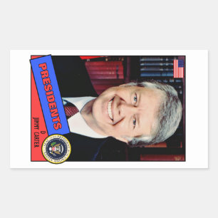 Adesivo Retangular Cartão Baseball Jimmy Carter