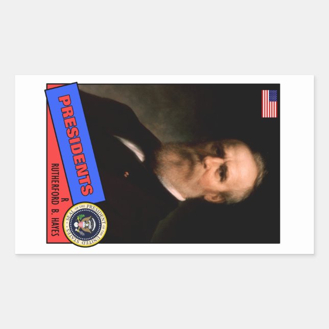 Adesivo Retangular Cartão de Beisebol de Rutherford B. Hayes (Frente)