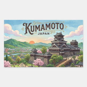 Adesivo Retangular Cartão postal de Kumamoto