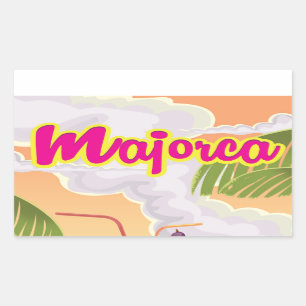 Adesivo Retangular cartaz das viagens vintage do majorca