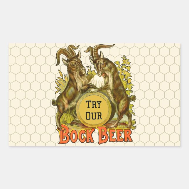 Adesivo Retangular Cartaz de Cerveja Bock Vintage: Antigo Salão de Bo (Frente)