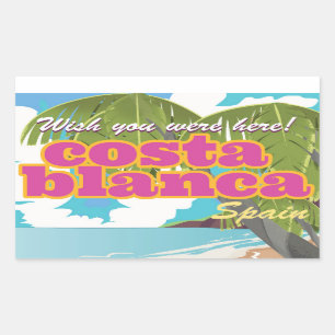 Adesivo Retangular Cartaz de viagem vintage da Costa Blanca
